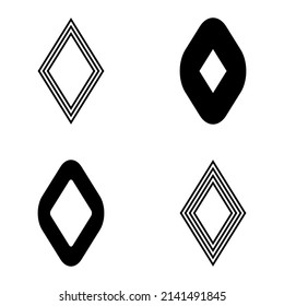 Rhombus Flat Icon Set Isolated On White Background