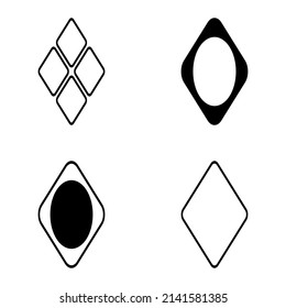 Rhombus Flat Icon Set Isolated On White Background