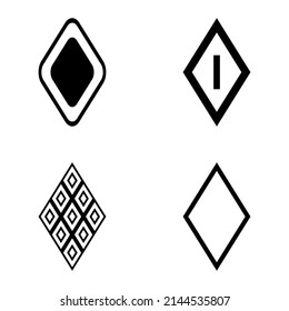 Rhombus Flat Icon Set Isolated On White Background