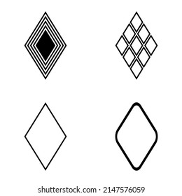 Conjunto De Icono Plano Rhombus Aislado En Fondo Blanco