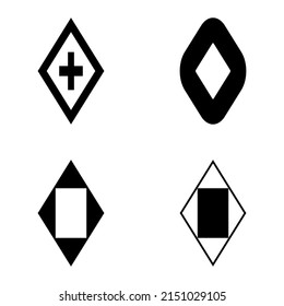Rhombus Flat Icon Set Isolated On White Background