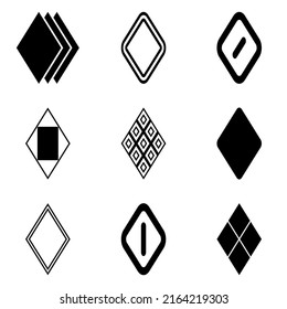 Rhombus Flat Icon Set Isolated On White Background