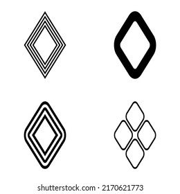 Rhombus Flat Icon Set Isolated On White Background