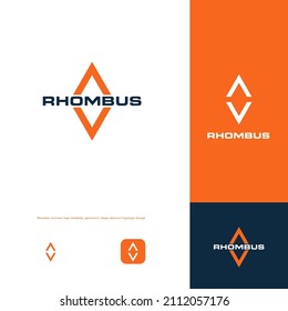 Rhombus flat minimal style vector logo concept. Arrow up and down, forward and backward, isolated icon. Geometric shape for business, vector isolated logotype