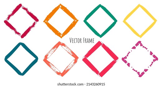 Marco de Rhombus. Trazo de pincel, marco dibujado a mano para el diseño del logotipo, pancarta, postal. Ilustración vectorial.