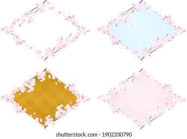 rhombus frame collection of cherry blossoms