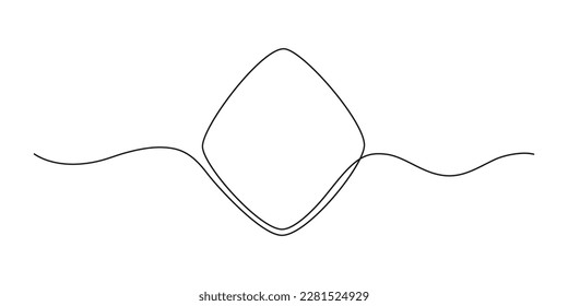 Rhombus frame continuous one line drawing. Border freehand single line hand drawn style for quote, opinion, notion. Rhombus decorative form. Vector outline illustration