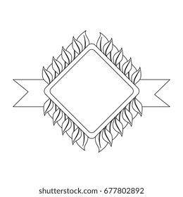 rhombus frame with leaves icon