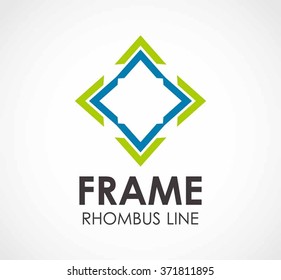 Rhombus frame of line connection abstract vector and logo design or template square ribbon group business icon of company identity symbol concept