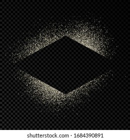 Rhombus frame with silver glitter on dark transparent  background. Empty background. Vector illustration.