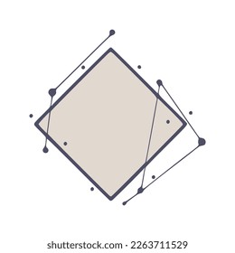 Rhombus geometric frames in hand drawn style, isolated on white background