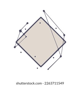 Rhombus geometric frames in hand drawn style, isolated on white background