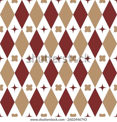 Rhombus geometric pattern, red, white and yellow rhombus seamless vector background, suitable for packaging, wallpaper, wallpaper, clip art, notebook,