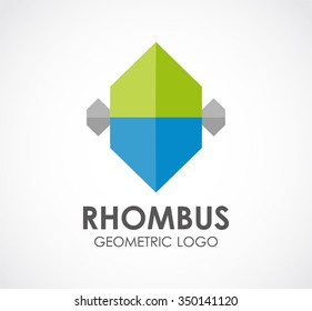 Rhombus of geometric polygon abstract vector and logo design or template corporate business icon of company identity symbol concept