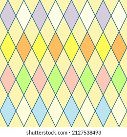 Rhombus geometric seamless pattern, Diamond check print in colorful. vector illustration.