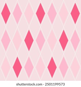 Rhombus geometric seamless pattern, Diamond check print in pink.