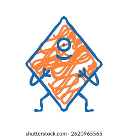 rhombus geometric shape character doodle icon sketch vector. rhombus geometric shape character sign. isolated symbol illustration