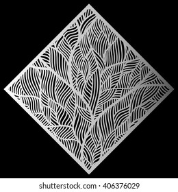 Rhombus. The geometric shape. Style zentangle. Black background. Vector