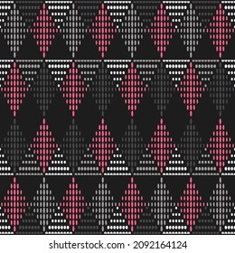 Rhombus. Geometric shapes from points. Digital ornament. Border. Halftone. Seamless pattern. Textile. Ethnic boho ornament. Vector illustration for web design or print.