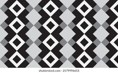 Rhombus geometric vector pattern combination of black, gray and white colors