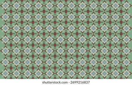 Rhombus Gitter Kreuzform Tiled Muster Stumpfe Farben Folk Muster 