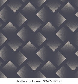 Rhombus Grid Dynamic Mosaic Seamless Pattern Vector Dot Work Abstract Background. Geometric Angled Structure Repetitive Textile Print. Endless Graphic Monochrome Wallpaper. Half Tone Art Illustration