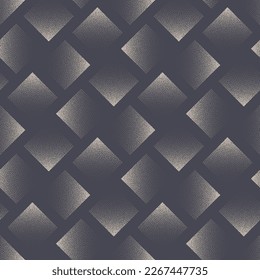 Rhombus Grid Dynamic Mosaik Nahtlose Muster Vektor Dot Arbeit abstrakte Hintergrund. Wiederholter Textilindruck mit geometrischer Angel. Endloses grafisches Monochrome-Bildschirmhintergrund. Halbtonkunstillustration