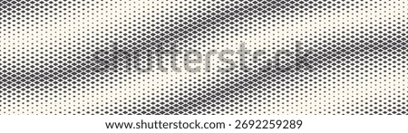 Rhombus grid halftone pattern smooth curved structure ultra wide 32:9 aspect ratio vector abstract background. Half tone texture panoramic ultrawide format retro futuristic technology cool abstraction