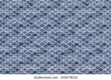 Rhombus Grunge Textured pattern. Geometric Indigo pattern. Geometric simple print. Can be used for wallpaper, pattern fills, textile, web page background, surface textures.