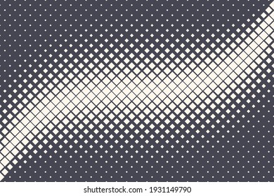 Rhombus Halftone Pattern Vector Geometric Technology Abstract Background. Half Tone Squares Retro Colored Texture. Minimal 80s Style Dynamic Tech Structure Wallpaper