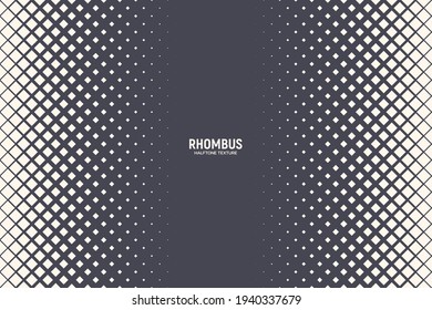 Rhombus Halftone Pattern Vector Geometric Technology Abstract Background. Half Tone Squares Retro Colored Texture. Minimal 80s Style Dynamic Tech Structure Wallpaper