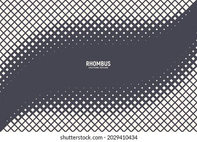 Rhombus Halftone Pattern Vector Geometric Technology Abstract Background. Half Tone Squares Retro Colored Texture. Minimal 80s Style Dynamic Tech Structure Wallpaper