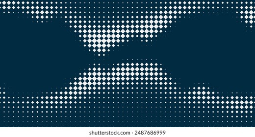 Rhombus Halftone Pattern Vector Geometric Technology Abstract Background. Half Tone Squares Retro Colored Texture. Minimal 80s Style Dynamic Tech Structure Wallpaper
