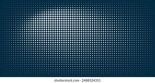 Rhombus Halftone Pattern Vector Geometric Technology Abstract Background. Half Tone Squares Retro Colored Texture. Minimal 80s Style Dynamic Tech Structure Wallpaper