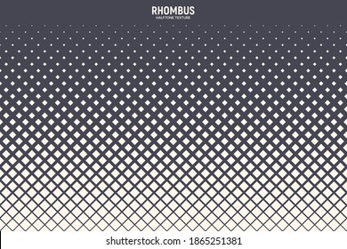 Rhombus Halftone Vector Abstract Geometric Technology Background. Rhomb Shapes Retro 80's Style Simple Pattern. Minimal Style Dynamic Tetragonal Structure Tech Wallpaper