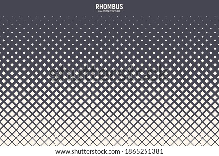 Rhombus Halftone Vector Abstract Geometric Technology Background. Rhomb Shapes Retro 80's Style Simple Pattern. Minimal Style Dynamic Tetragonal Structure Tech Wallpaper