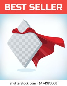 rhombus icon template in red cape. rhombus symbol in red cloak. Vector isolated illustration on a white background