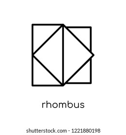 rhombus icon. Trendy modern flat linear vector rhombus icon on white background from thin line Geometry collection, outline vector illustration