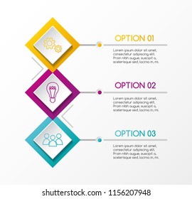 Rhombus infographic with business icons. Vector.