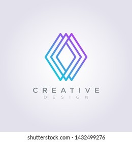Rhombus Line Decorative Vector Illustration Design Clipart Symbol Logo Template.