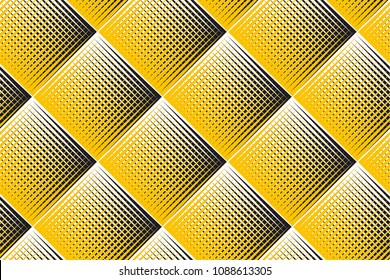 rhombus  and lines geometric seamless pattern, square modern repeatable motif. stock vector surface design illustration. yellow and black element for fabric, background, wrapping paper.