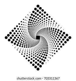 Rhombus Logo Design. Vector illustration of Spiral Monochrome Dots. Easy to Change the Colors. 