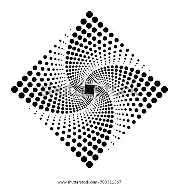菱形のロゴデザイン らせん状の白黒のドットのベクターイラスト 色の変更が簡単 のベクター画像素材 ロイヤリティフリー