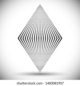 rhombus made of dots of different sizes. Abstract halftone design.