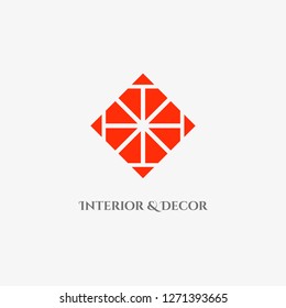 Rhombus mosaic emblem. Vector sign with geometric ornament for interior and decor logo design