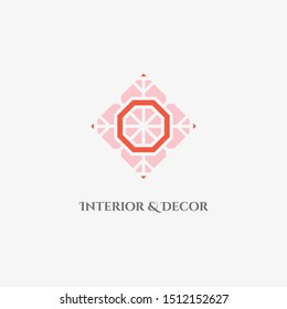 Rhombus mosaic emblem. Vector sign with geometric ornament for interior and decor logo design