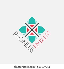 Rhombus mosaic emblem. Vector sign with geometric ornament