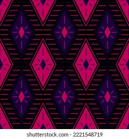 Rhombus motif argyle textile print vector seamless pattern geometric design. Patchwork simple peruvian ornament. Bohemian rhombus shapes background. Carpet art decor african embroidery.