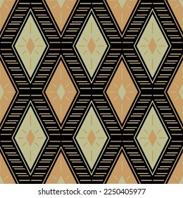 Rhombus motif argyle Textil Druck Vektor nahtlose Muster Folk Design. Patchwork boho maya Ornament. Böhmischer Rhombus formt den Hintergrund. Teppichkunst Dekor afrikanische Stickerei.