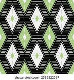 Rhombus motif ikat fabric print vector seamless pattern ethnic design. Patchwork trendy geo ornament. Bohemian rhombus shapes background. Carpet art decor african embroidery.